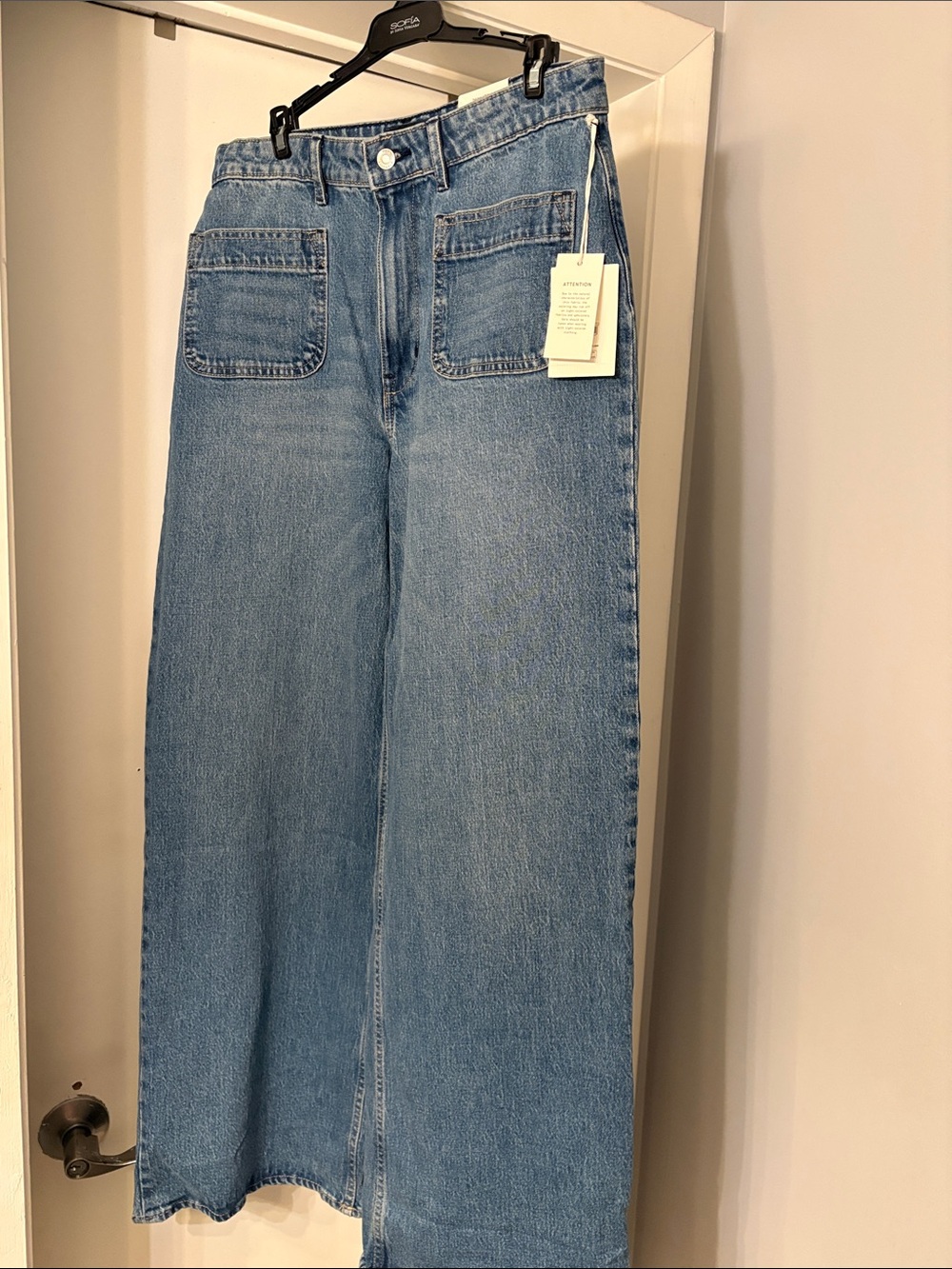 High-Rise Wide-Leg Jeans in Light Blue Denim